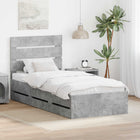 Bedframe 90x190 cm beton grijs ingenieurshout met lade