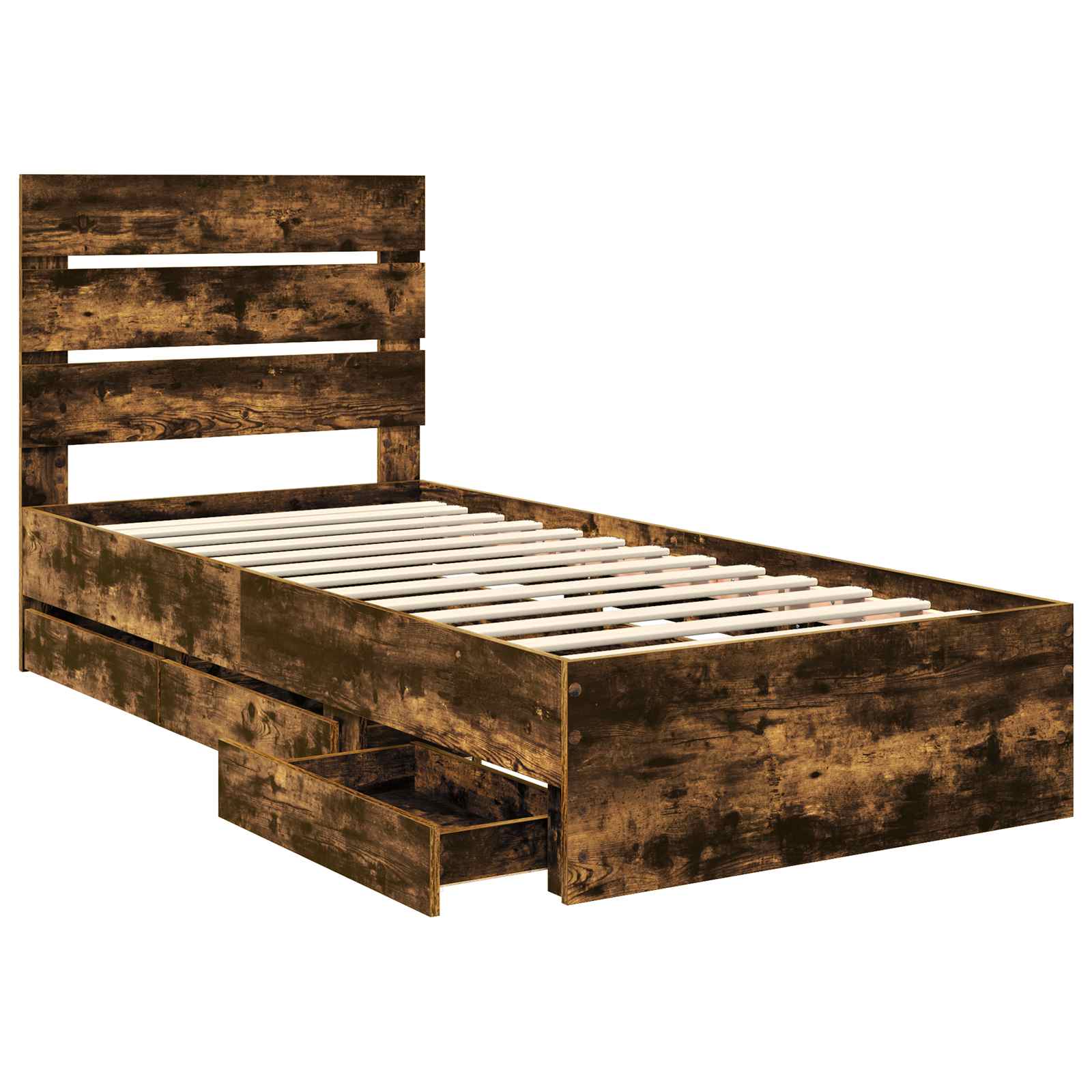 Bedframe met lade Gerookt eiken 90 x 190 cm Ingenieurshout