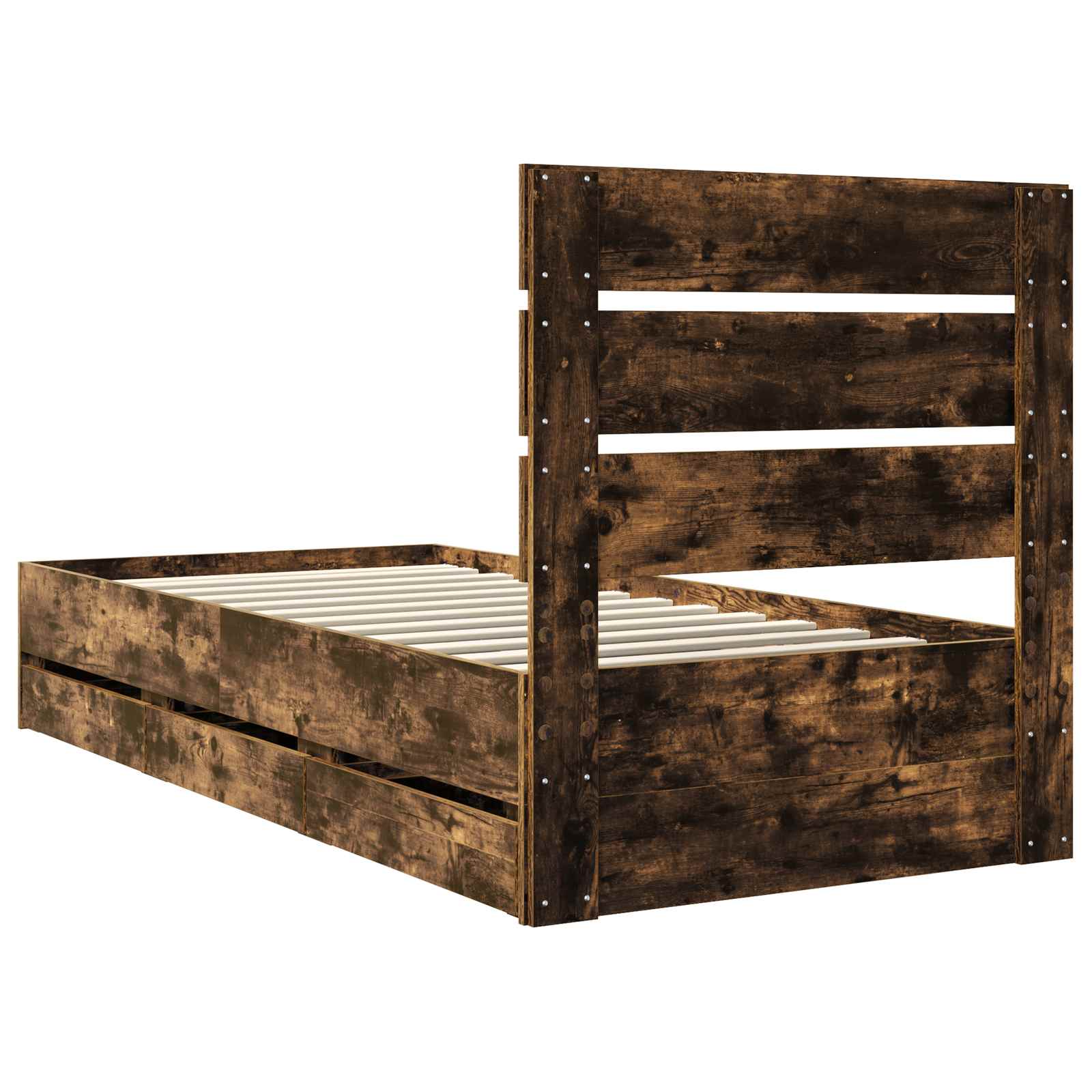 Bedframe met lade Gerookt eiken 90 x 190 cm Ingenieurshout