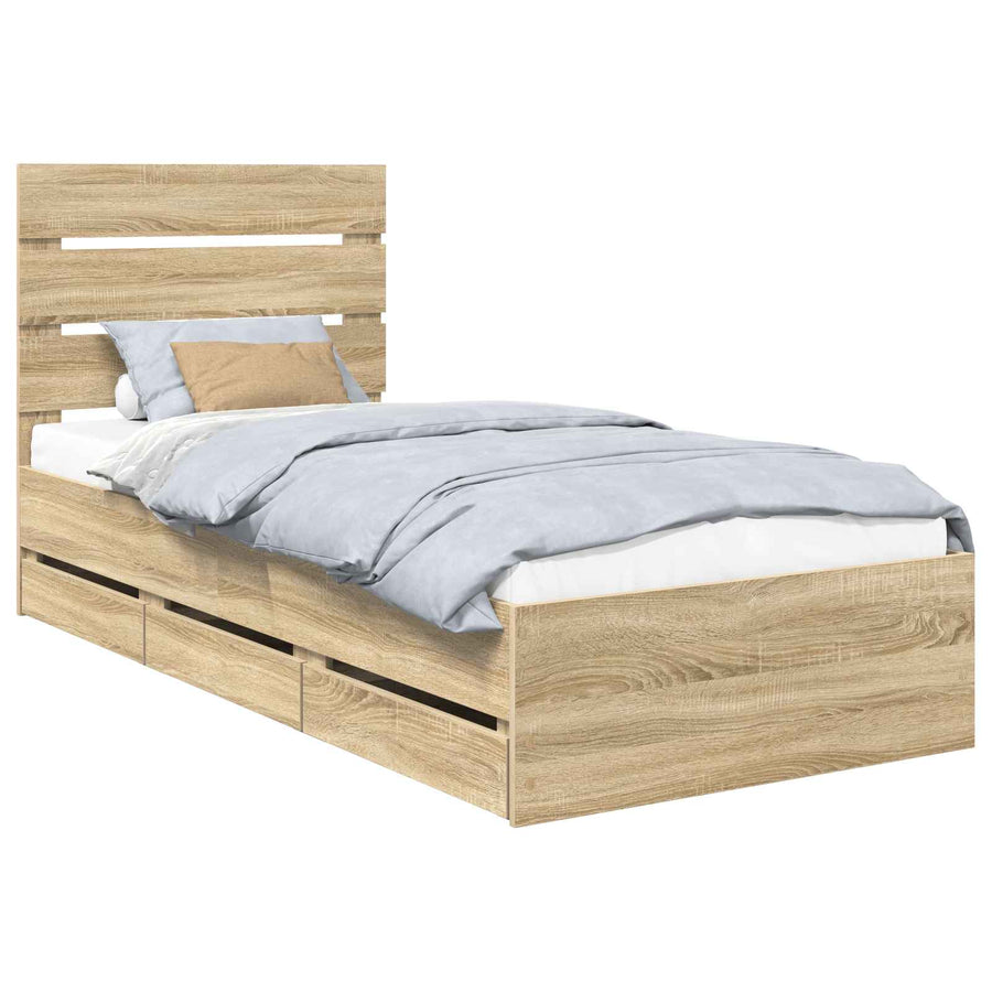 Bedframe met lade Sonoma Eiken 75 x 190 cm Ingenieurshout