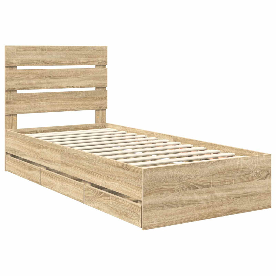 Bedframe met lade Sonoma Eiken 75 x 190 cm Ingenieurshout