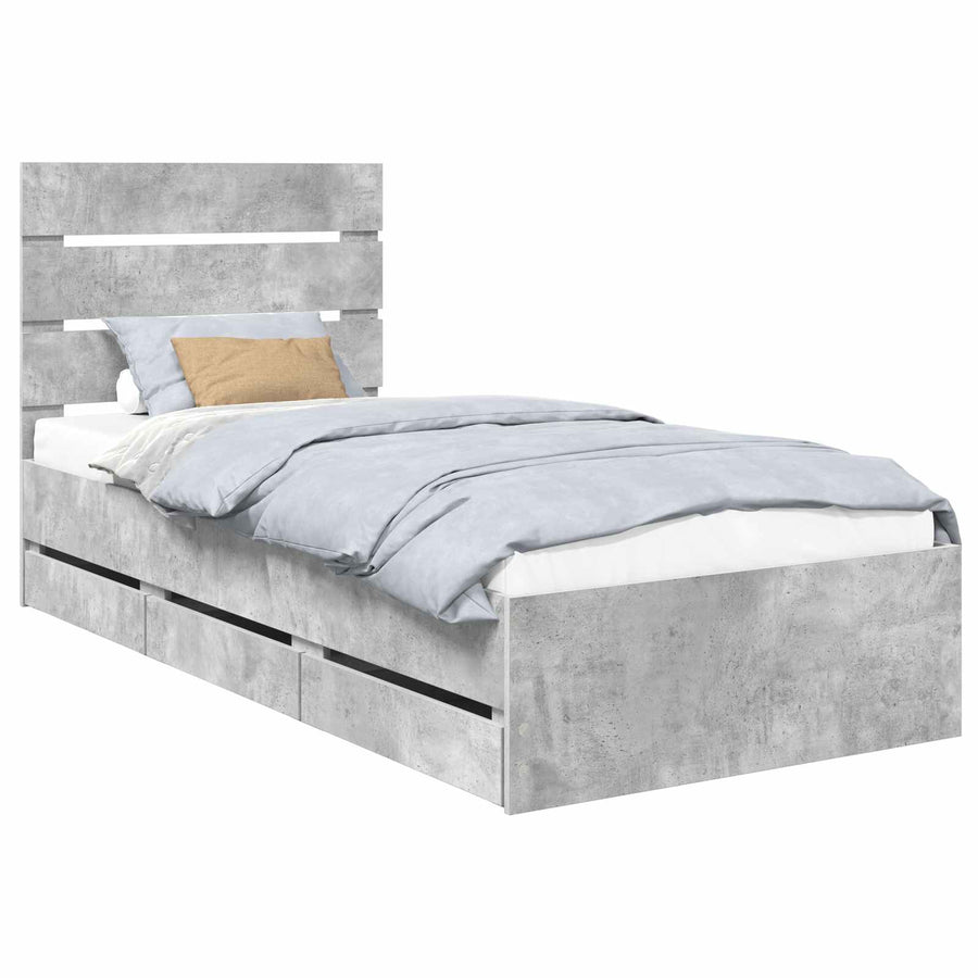 Bedframe met lade Beton Grijs 75 x 190 cm Ingenieurshout