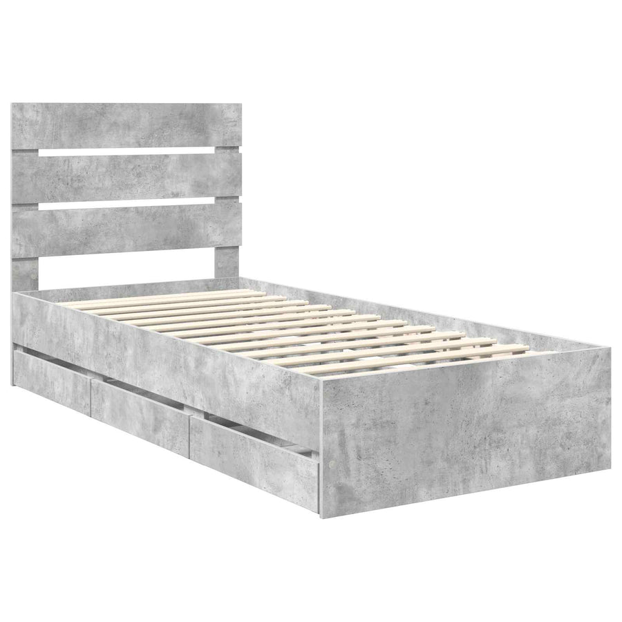 Bedframe met lade Beton Grijs 75 x 190 cm Ingenieurshout