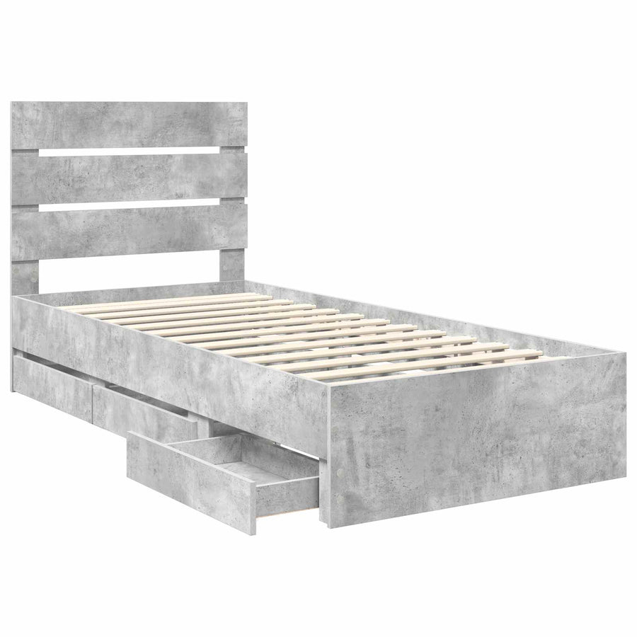 Bedframe met lade Beton Grijs 75 x 190 cm Ingenieurshout