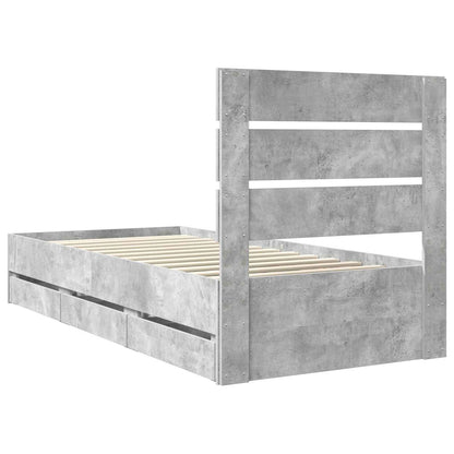 Bedframe met lade Beton Grijs 75 x 190 cm Ingenieurshout