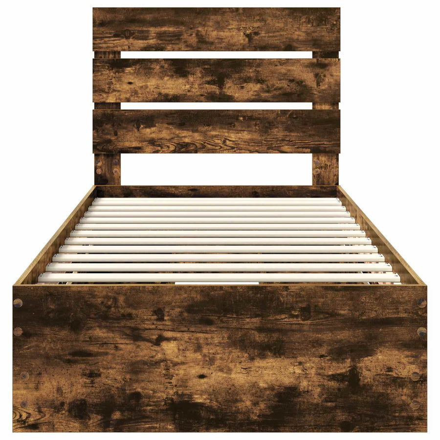 Bedframe met lade Gerookt eiken 75 x 190 cm Ingenieurshout