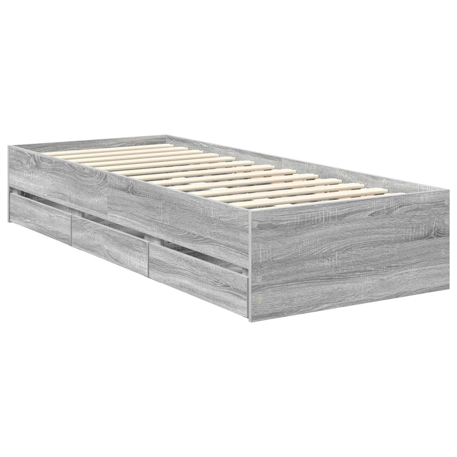 Bedframe met lade Grijs Sonoma 75 x 190 cm Ingenieurshout