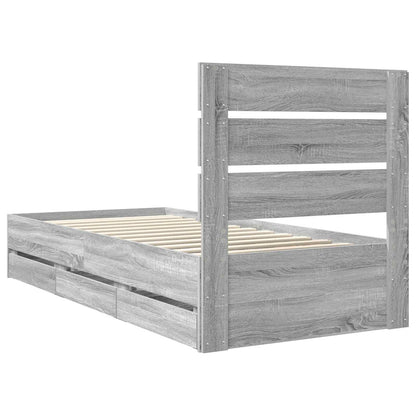 Bedframe met lade Grijs Sonoma 75 x 190 cm Ingenieurshout