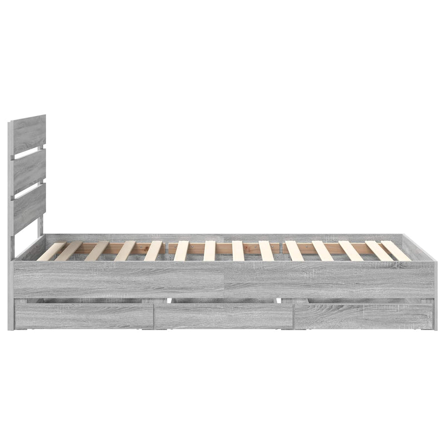 Bedframe met lade Grijs Sonoma 75 x 190 cm Ingenieurshout