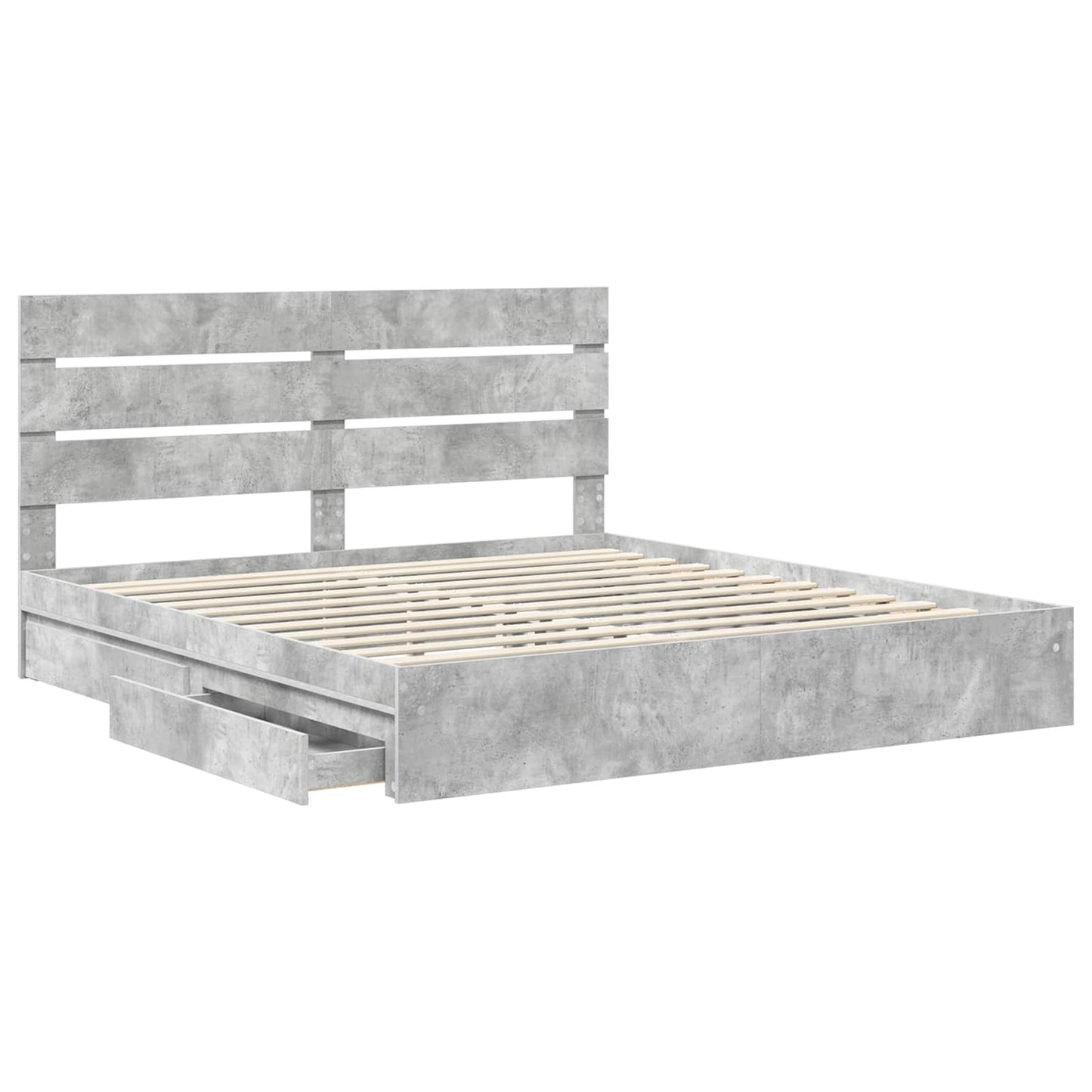 Opslag bed met hoofdeinde Beton Grijs 200 x 200 cm Bewerkt hout