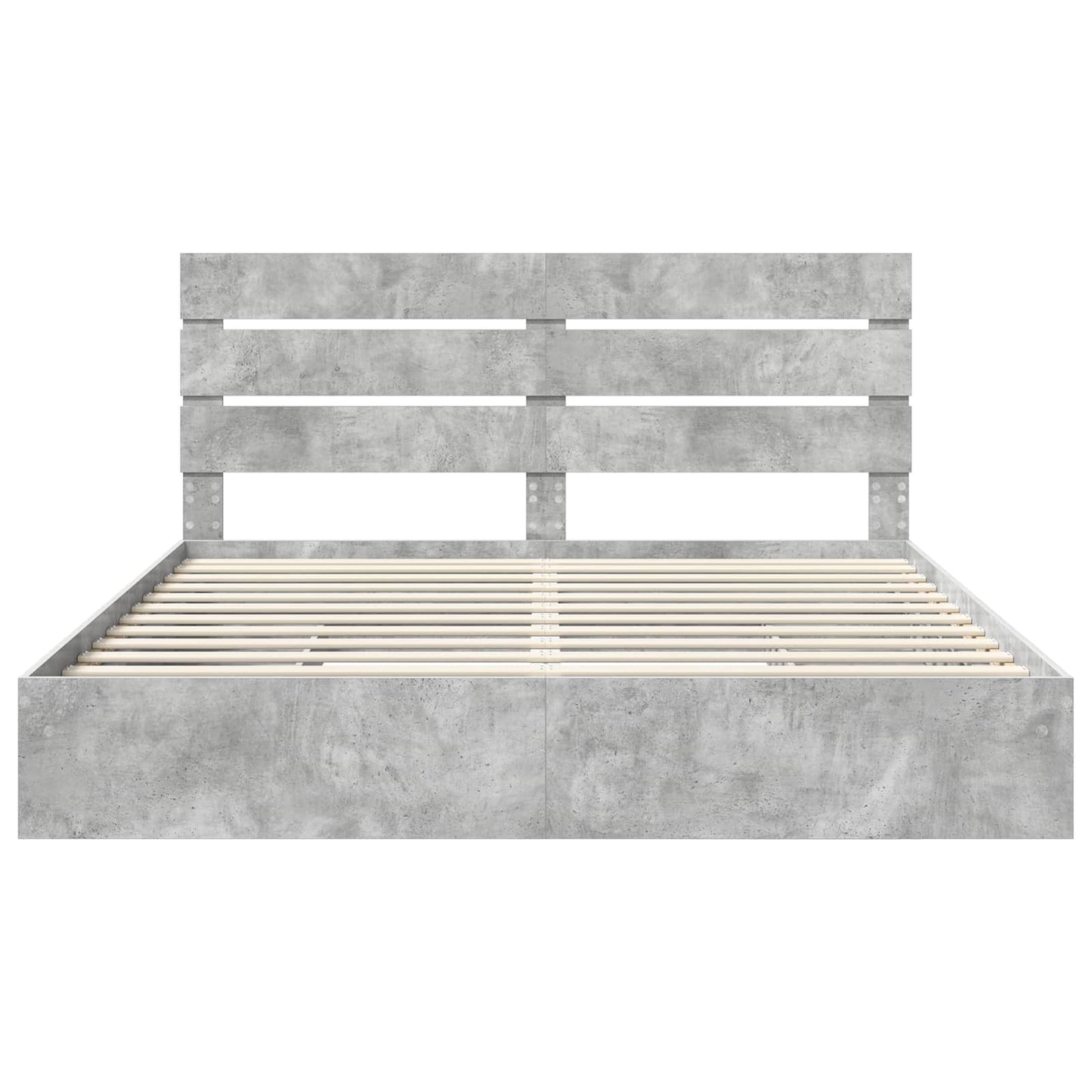Opslag bed met hoofdeinde Beton Grijs 200 x 200 cm Bewerkt hout