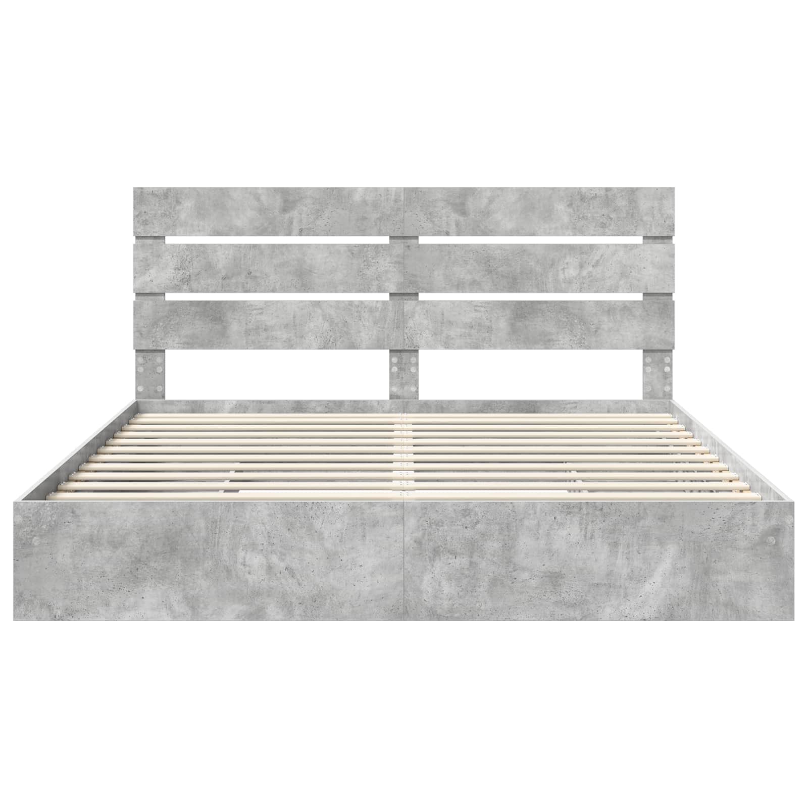 Opslag bed met hoofdeinde Beton Grijs 200 x 200 cm Bewerkt hout