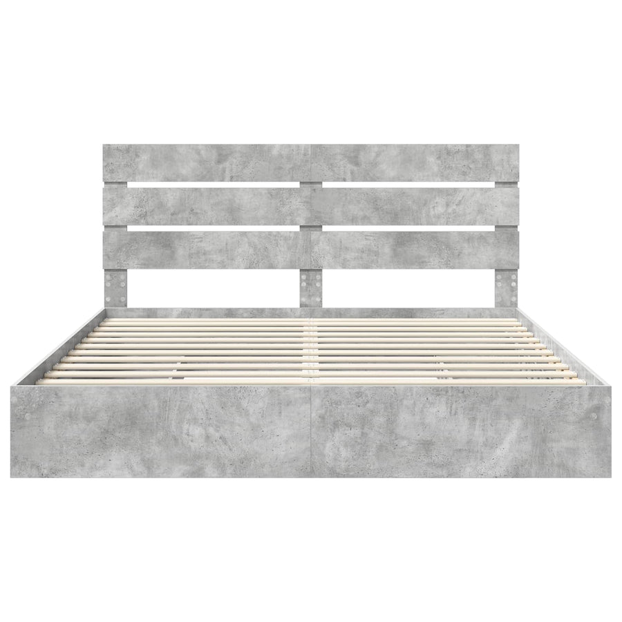 Opslag bed met hoofdeinde Beton Grijs 200 x 200 cm Bewerkt hout