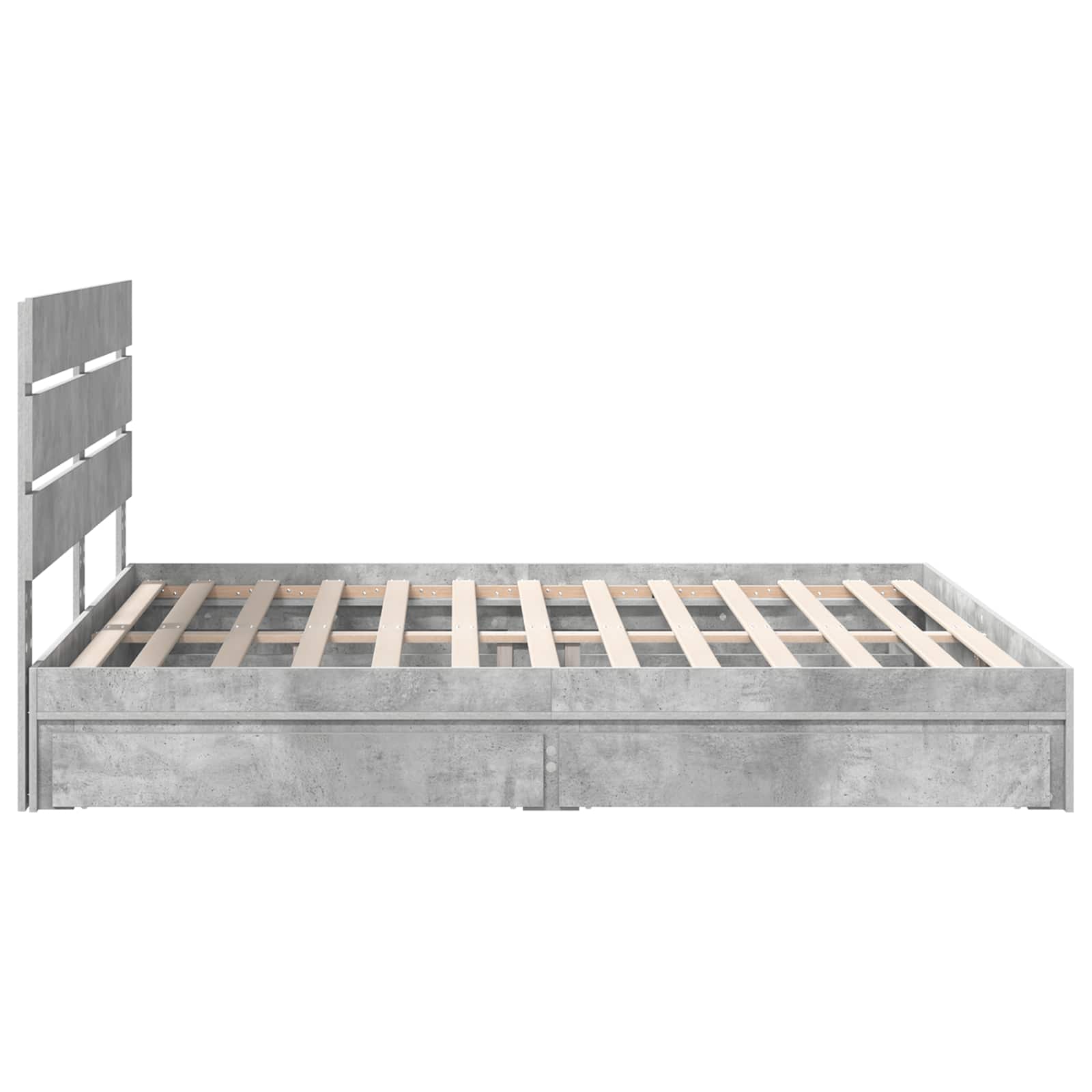 Opslag bed met hoofdeinde Beton Grijs 200 x 200 cm Bewerkt hout