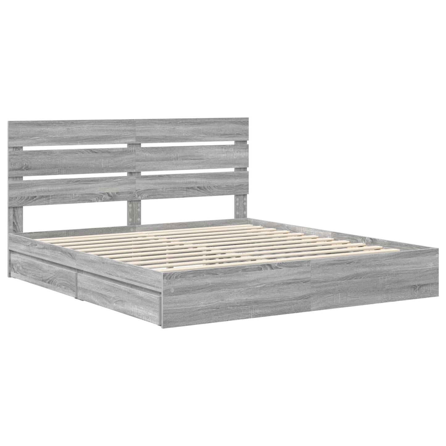 Opslag bed met lade Grijs Sonoma 200 x 200 cm Bewerkt hout