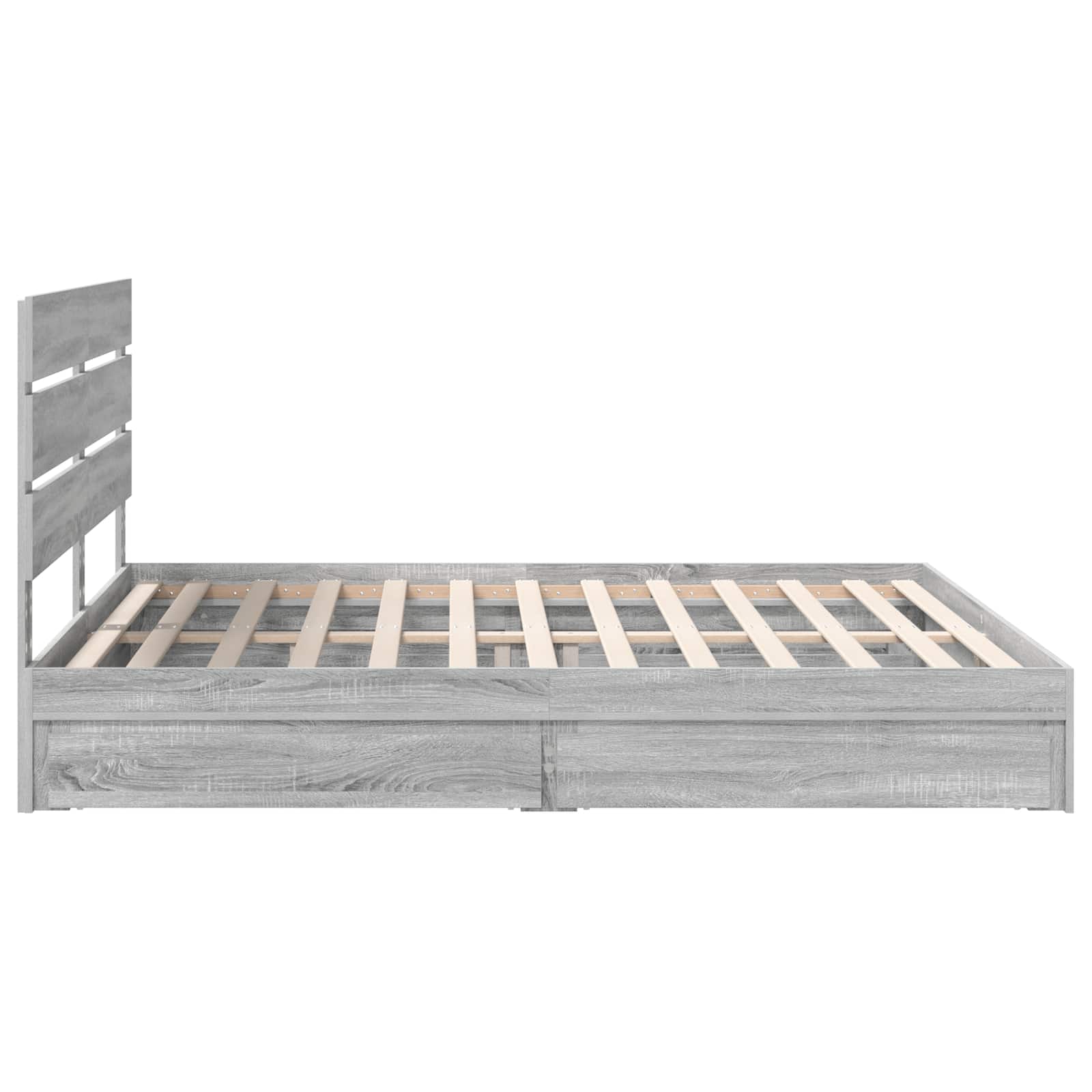 Opslag bed met lade Grijs Sonoma 200 x 200 cm Bewerkt hout