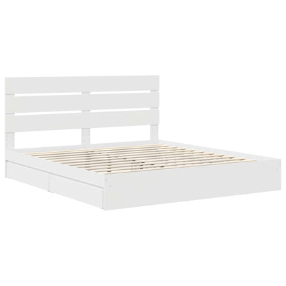 Opslag bed met hoofdeinde Wit 180 x 200 cm Bewerkt hout