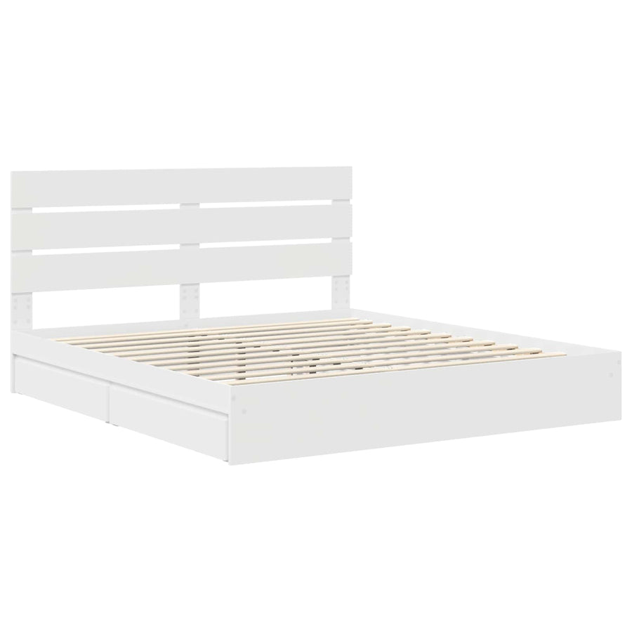 Opslag bed met hoofdeinde Wit 180 x 200 cm Bewerkt hout