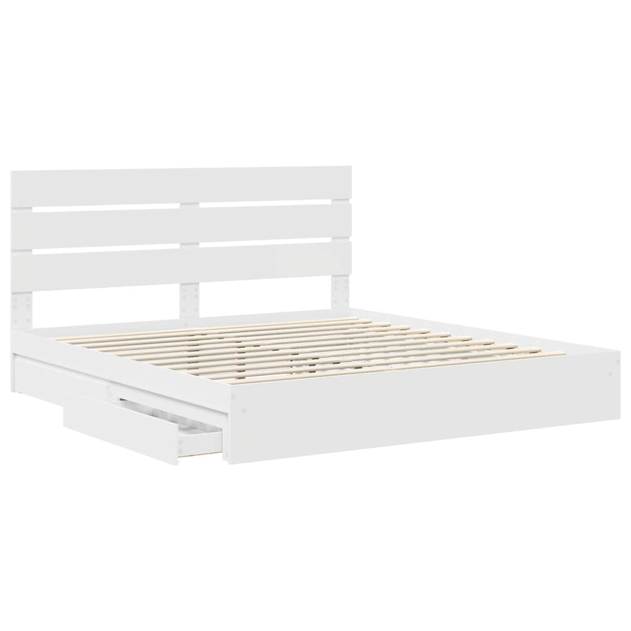 Opslag bed met hoofdeinde Wit 180 x 200 cm Bewerkt hout