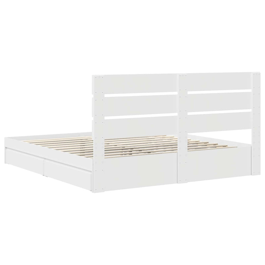 Opslag bed met hoofdeinde Wit 180 x 200 cm Bewerkt hout