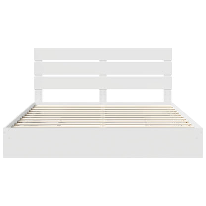Opslag bed met hoofdeinde Wit 180 x 200 cm Bewerkt hout