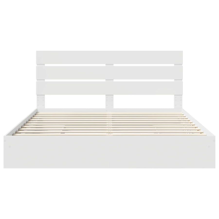 Opslag bed met hoofdeinde Wit 180 x 200 cm Bewerkt hout