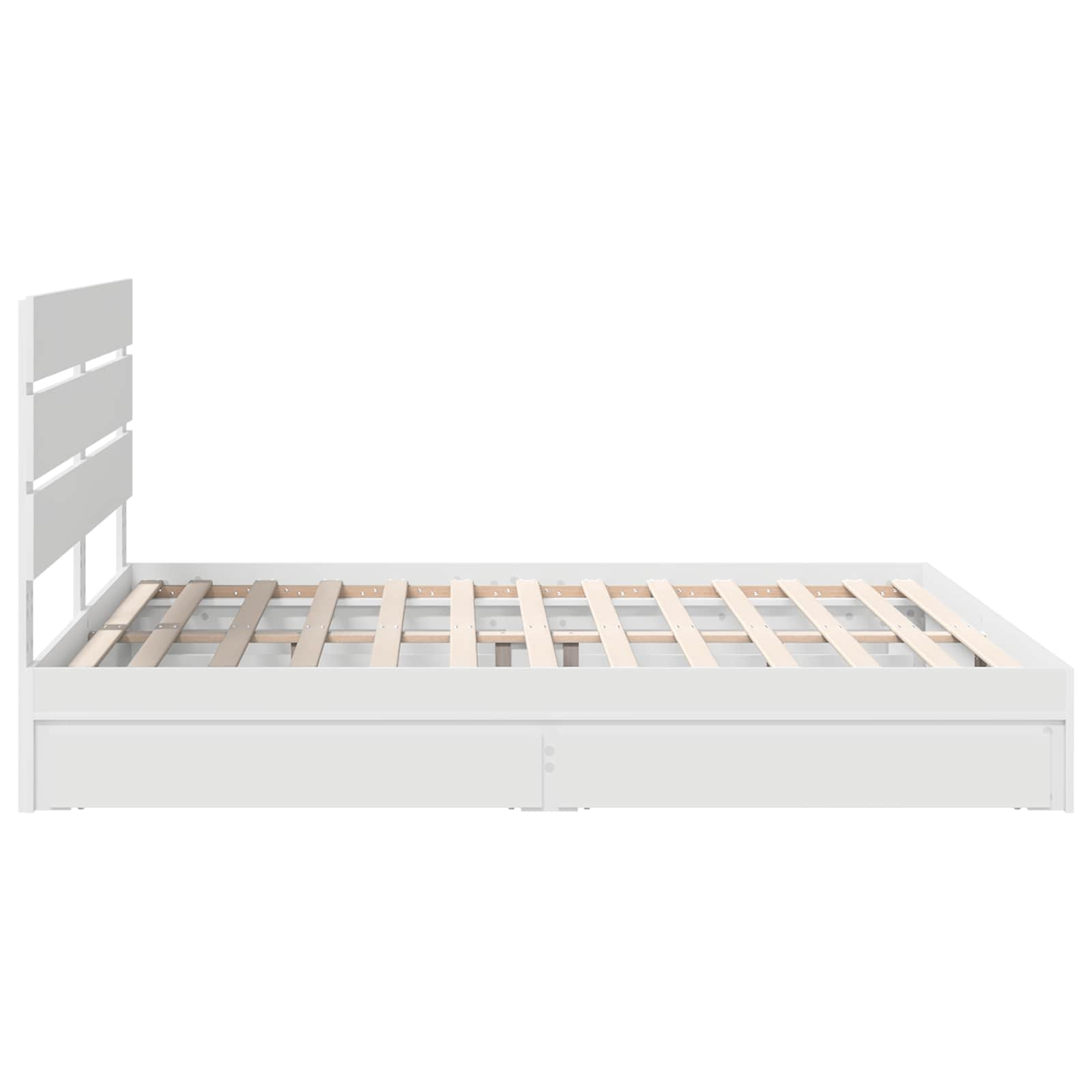 Opslag bed met hoofdeinde Wit 180 x 200 cm Bewerkt hout