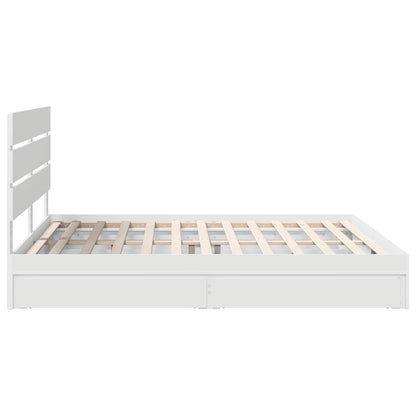 Opslag bed met hoofdeinde Wit 180 x 200 cm Bewerkt hout