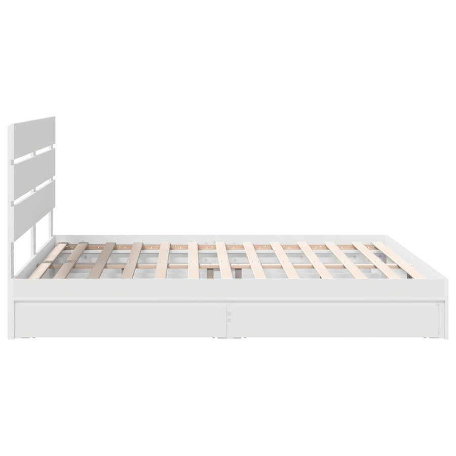 Opslag bed met hoofdeinde Wit 180 x 200 cm Bewerkt hout