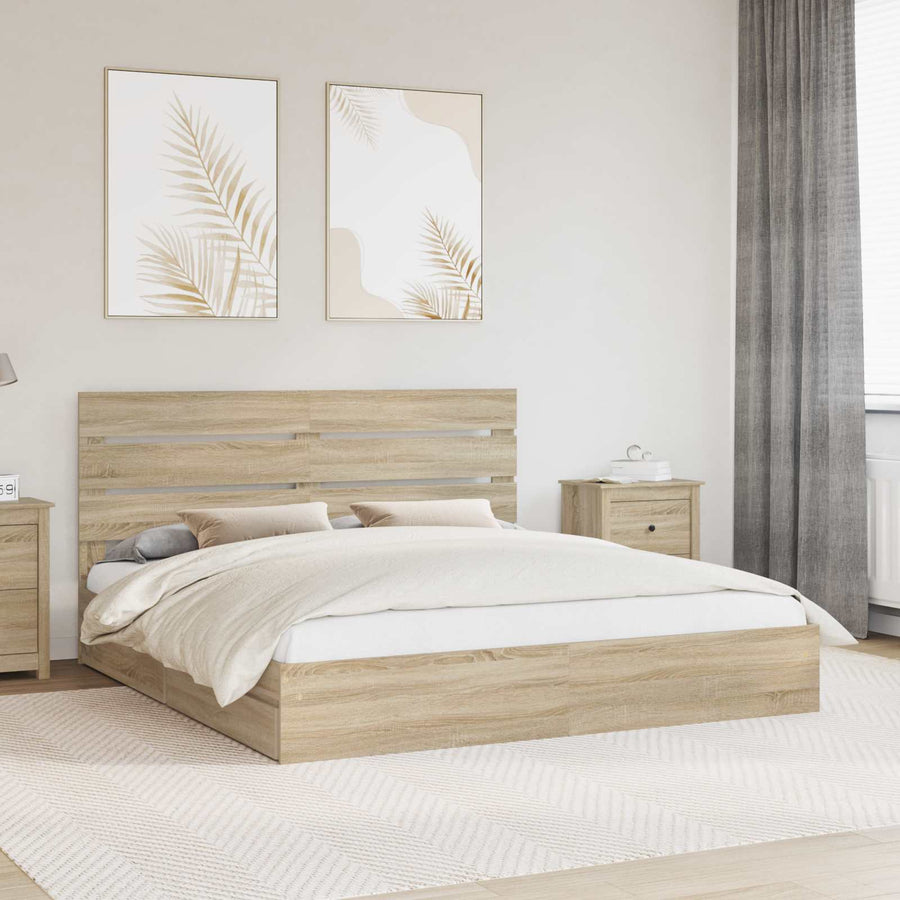 Opslag bed met lade Sonoma Eiken 180 x 200 cm Bewerkt hout