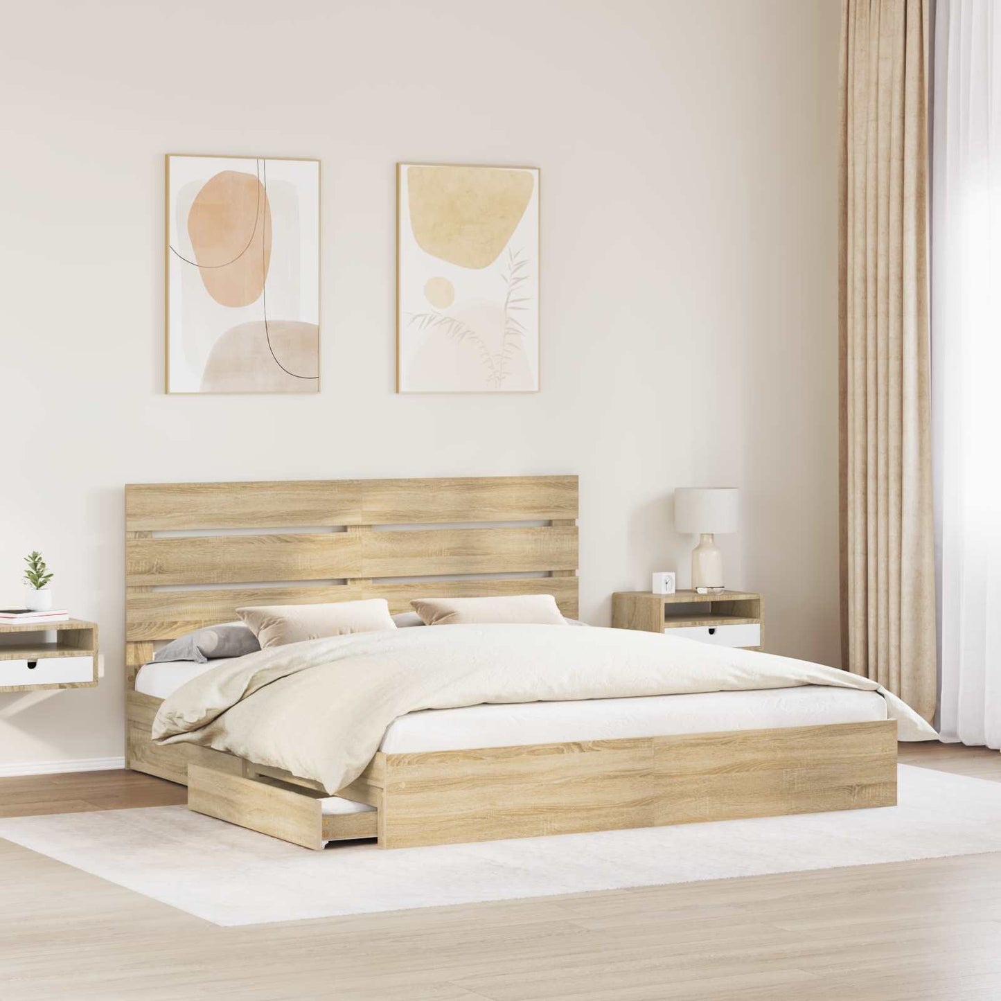 Opslag bed met lade Sonoma Eiken 180 x 200 cm Bewerkt hout