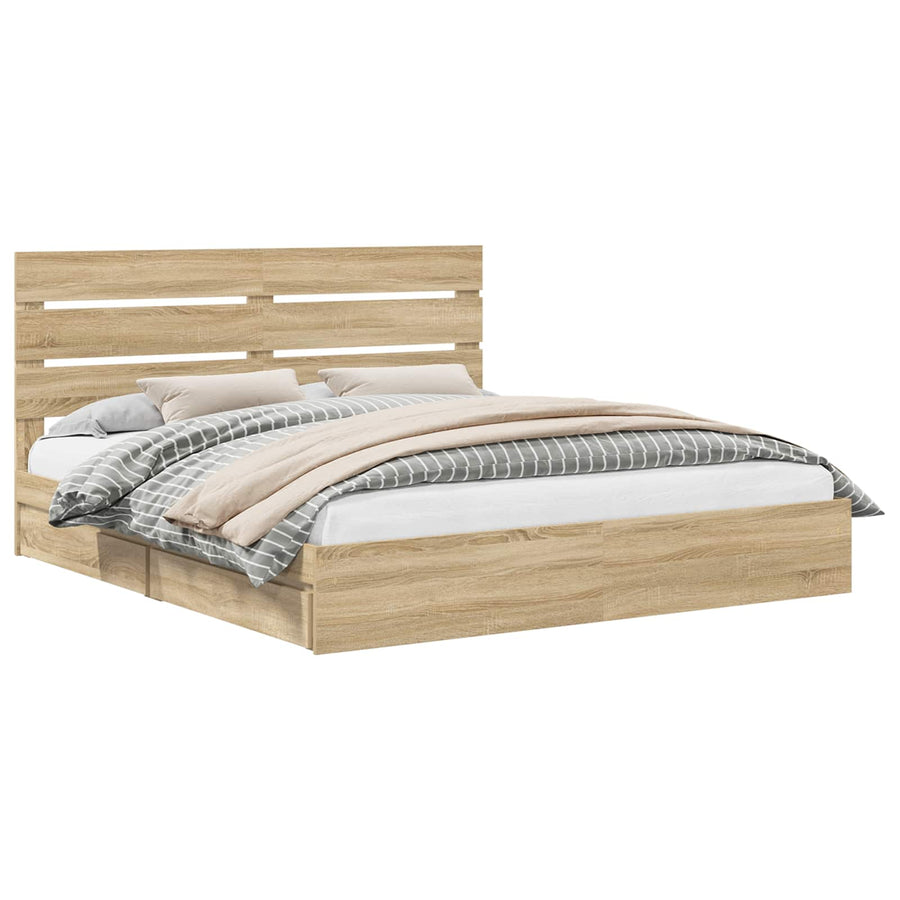 Opslag bed met lade Sonoma Eiken 180 x 200 cm Bewerkt hout