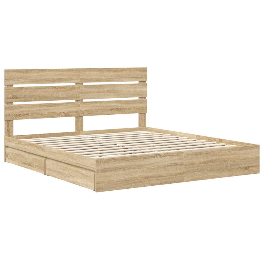 Opslag bed met lade Sonoma Eiken 180 x 200 cm Bewerkt hout