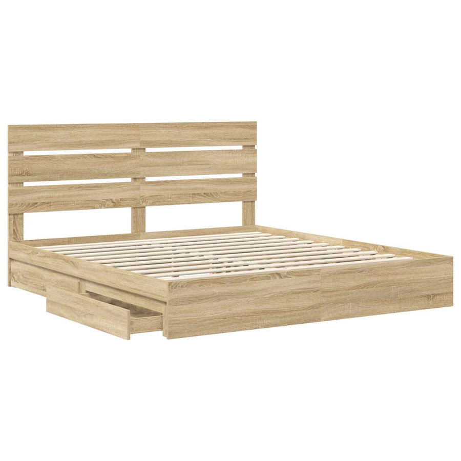 Opslag bed met lade Sonoma Eiken 180 x 200 cm Bewerkt hout