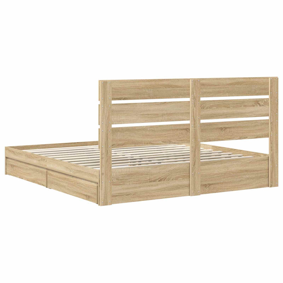 Opslag bed met lade Sonoma Eiken 180 x 200 cm Bewerkt hout
