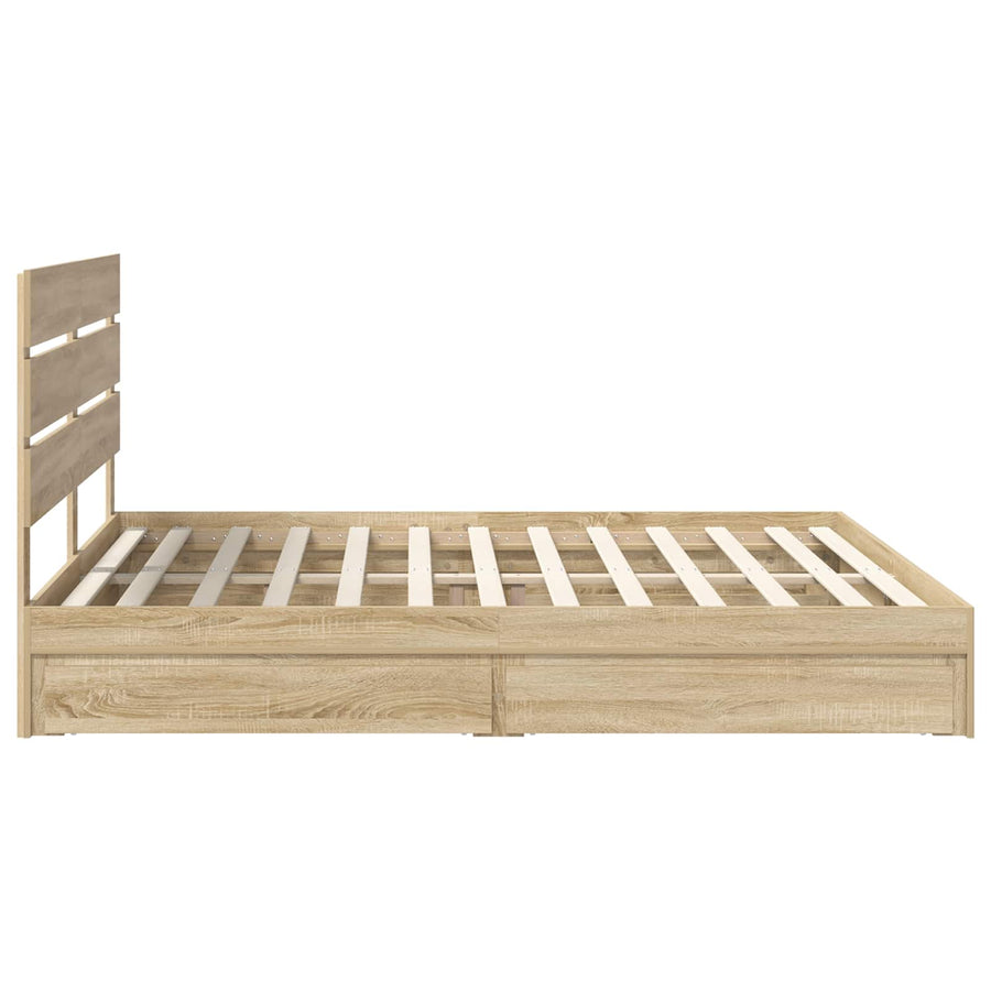 Opslag bed met lade Sonoma Eiken 180 x 200 cm Bewerkt hout