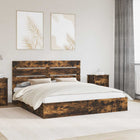 Opbergbed gerookt eiken 180x200 cm bewerkt hout