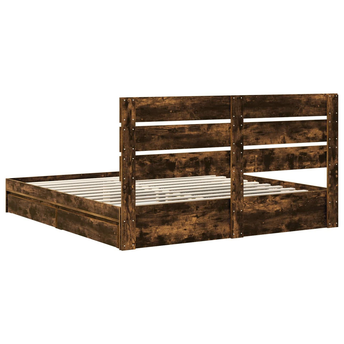 Opslag bed met lade Gerookt eiken 180 x 200 cm Bewerkt hout