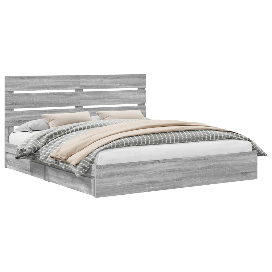 Opslag bed met lade Grijs Sonoma 180 x 200 cm Bewerkt hout