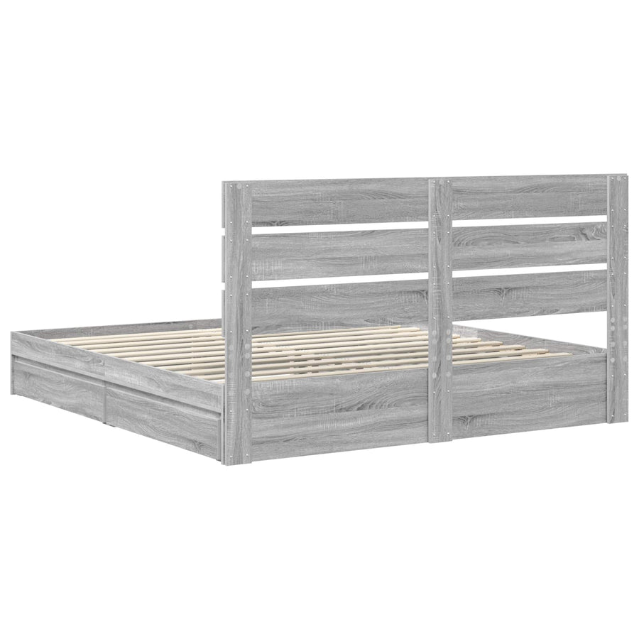 Opslag bed met lade Grijs Sonoma 180 x 200 cm Bewerkt hout