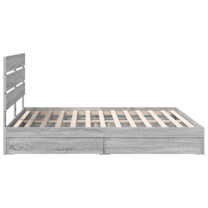 Opslag bed met lade Grijs Sonoma 180 x 200 cm Bewerkt hout