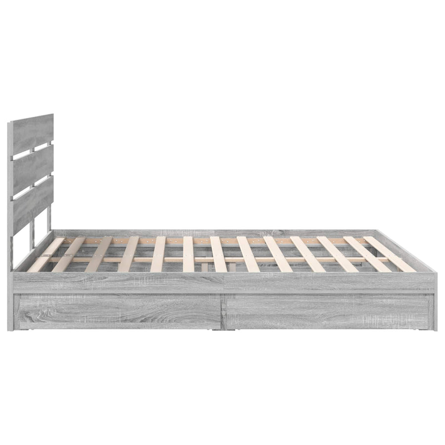 Opslag bed met lade Grijs Sonoma 180 x 200 cm Bewerkt hout
