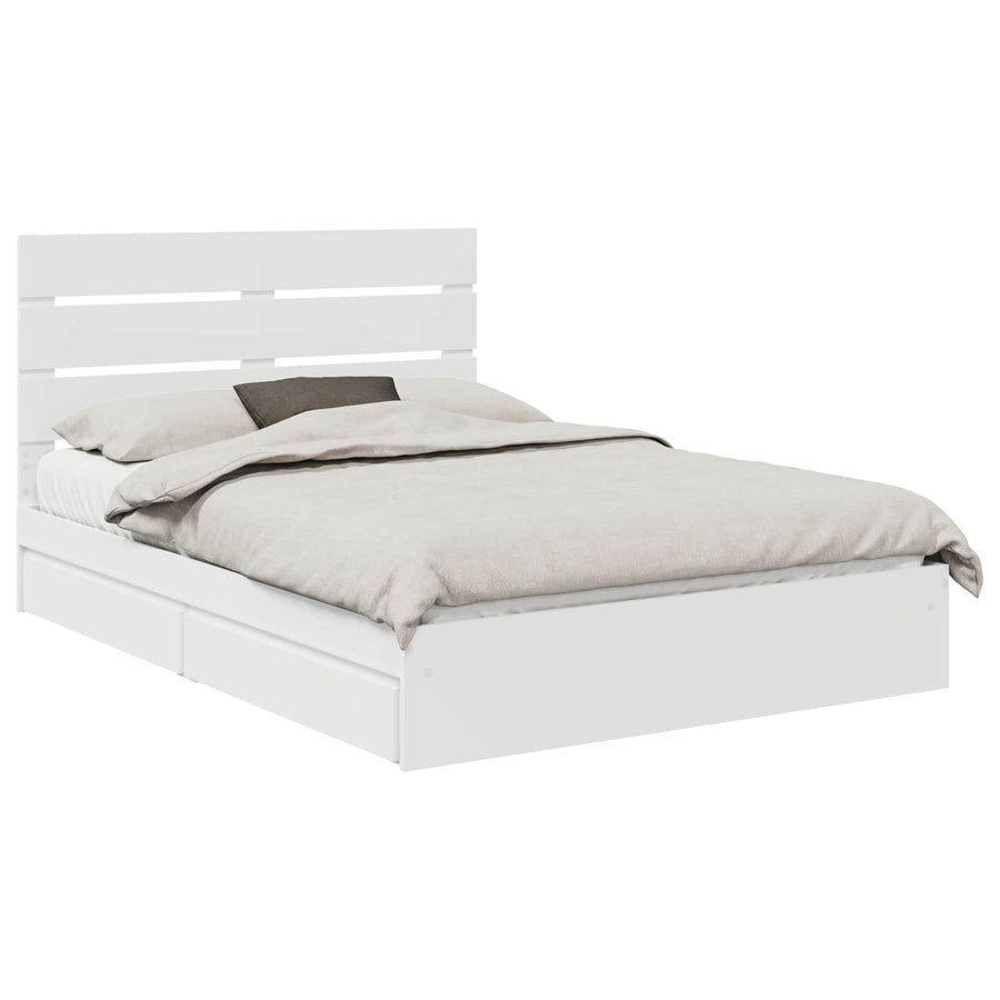 Opslag bed met hoofdeinde Wit 160 x 200 cm Bewerkt hout