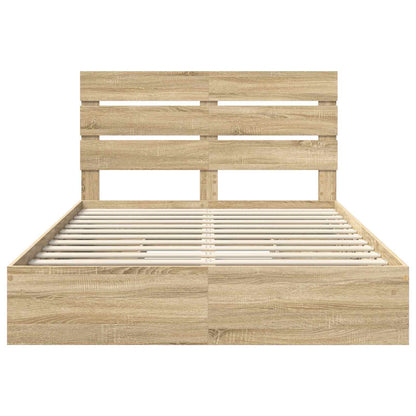 Opslag bed met lade Sonoma Eiken 160 x 200 cm Bewerkt hout
