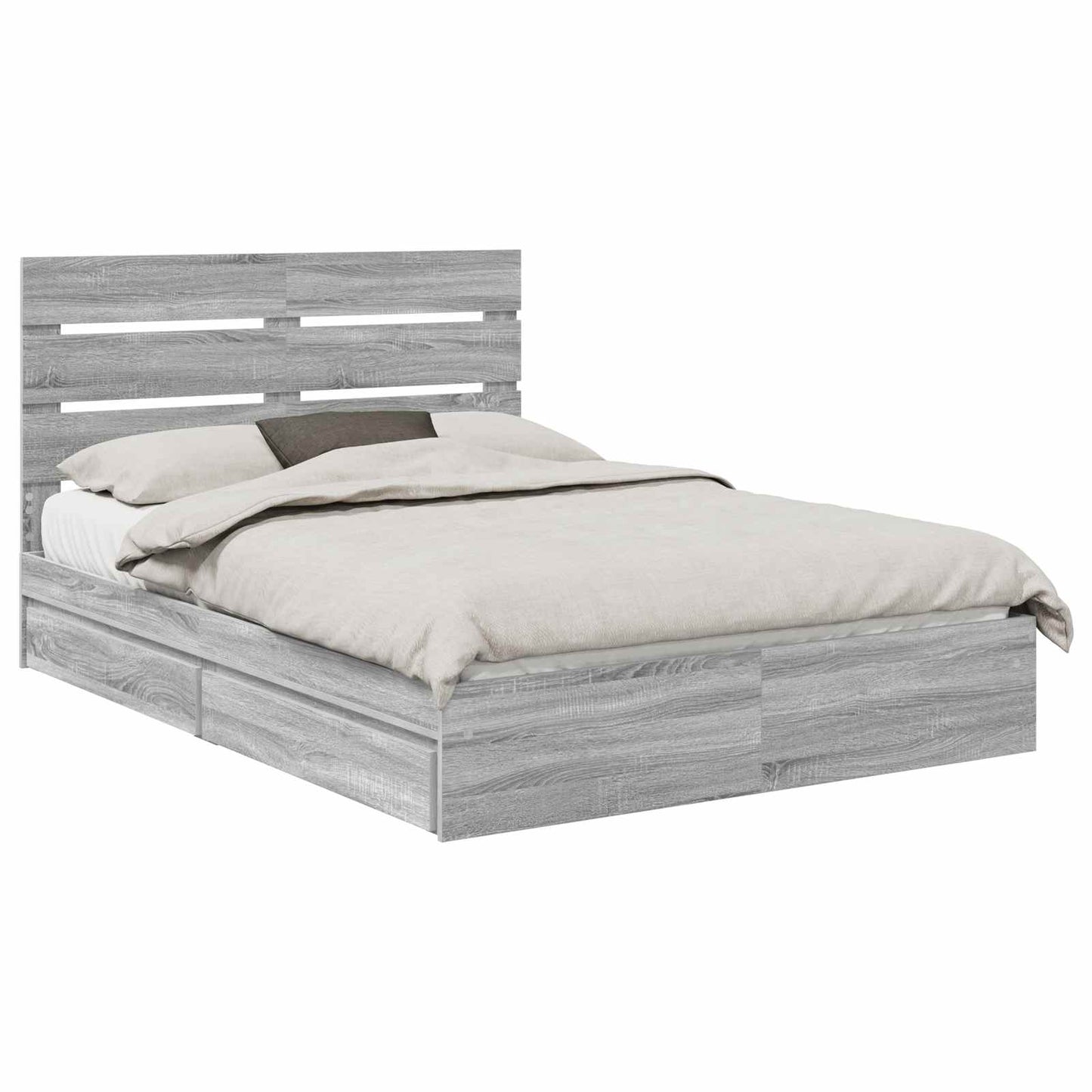 Opslag bed met lade Grijs Sonoma 160 x 200 cm Bewerkt hout