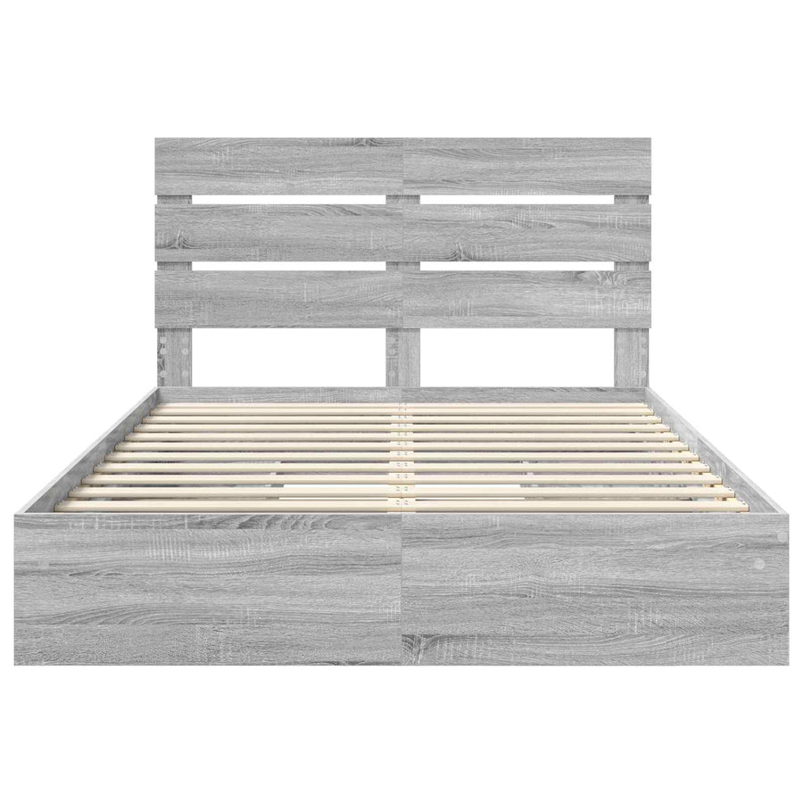 Opslag bed met lade Grijs Sonoma 160 x 200 cm Bewerkt hout