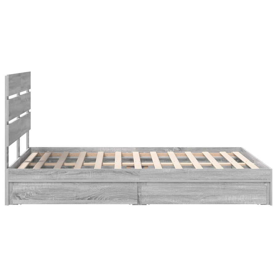 Opslag bed met lade Grijs Sonoma 160 x 200 cm Bewerkt hout