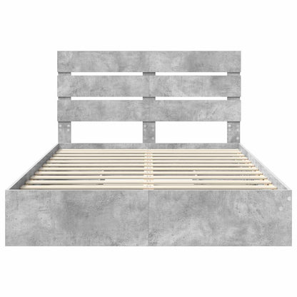 Opslag bed met hoofdeinde Beton Grijs 150 x 200 cm Bewerkt hout