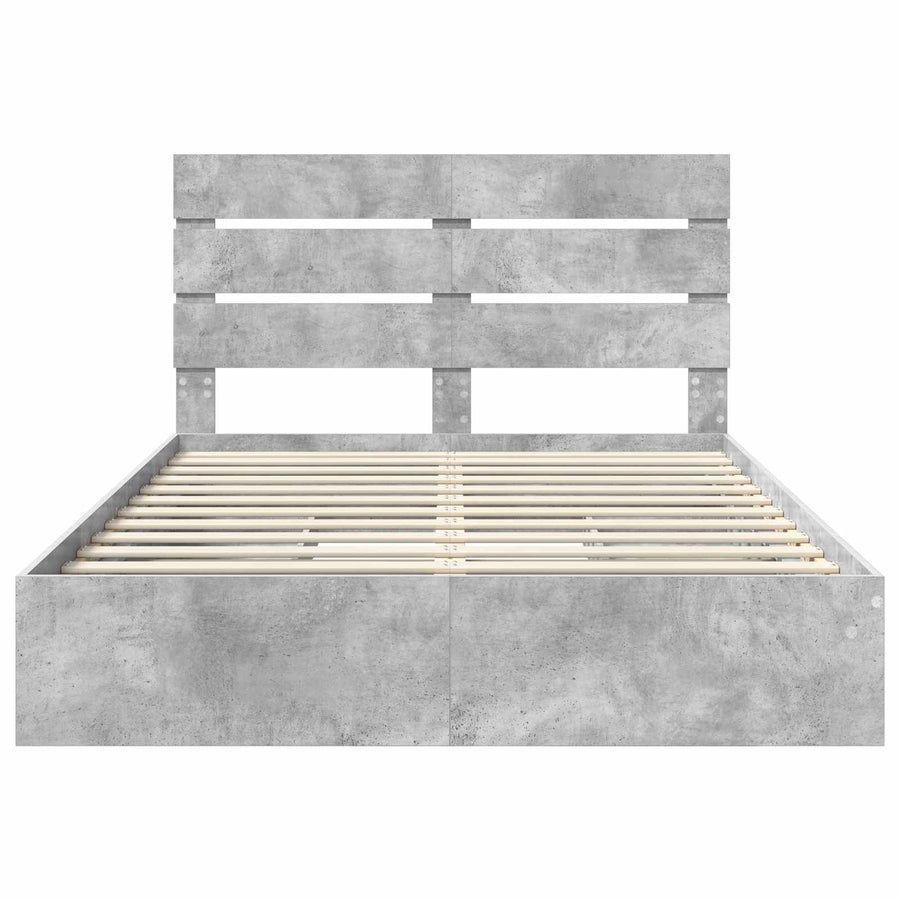 Opslag bed met hoofdeinde Beton Grijs 150 x 200 cm Bewerkt hout