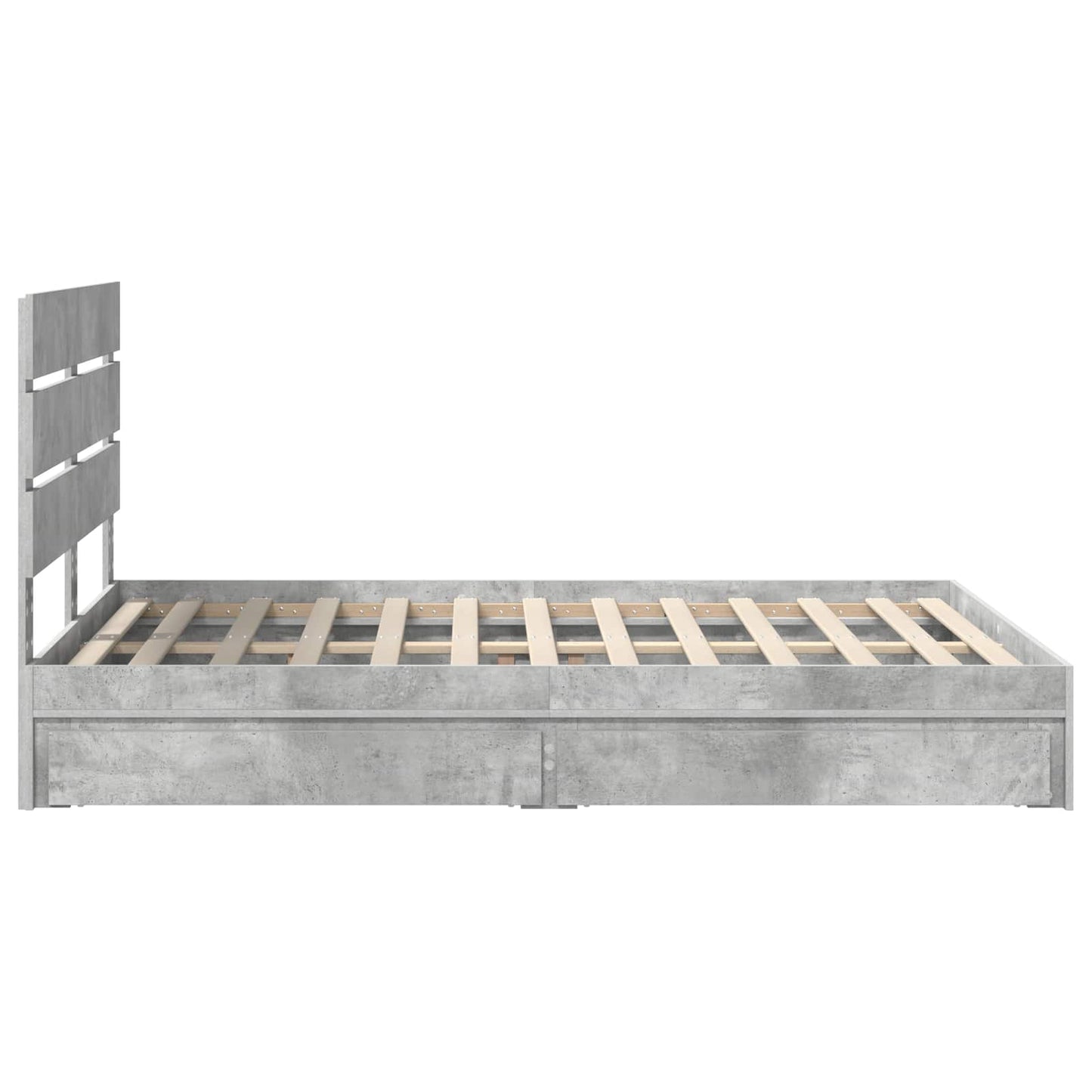 Opslag bed met hoofdeinde Beton Grijs 150 x 200 cm Bewerkt hout